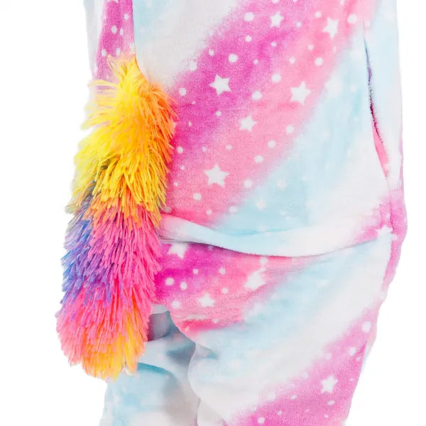Unikornis kigurumi gyerek pizsama, 130–140 cm, poliészter, zsebekkel