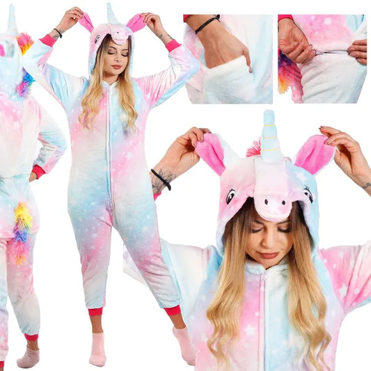 Kigurumi unikornis női pizsama, multikolor, S méret, poliészter