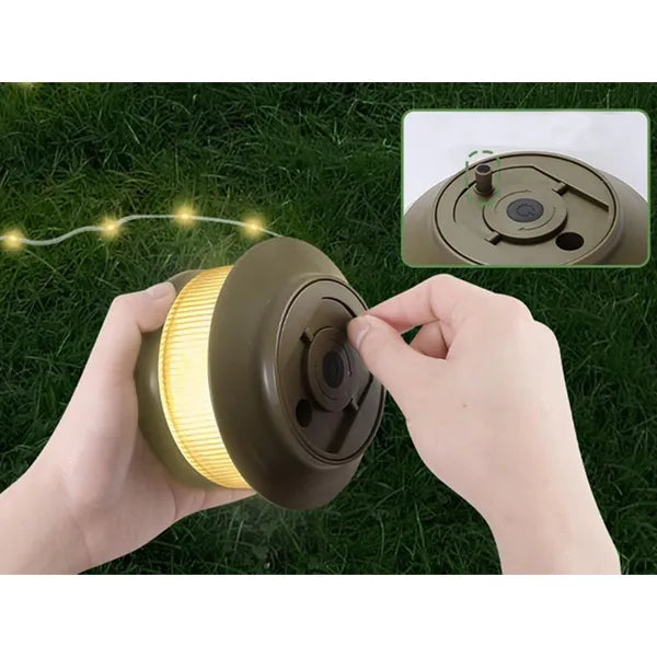 Újratölthető kemping LED lámpa, 20 m meleg fényfüzér, USB-C, IPX4