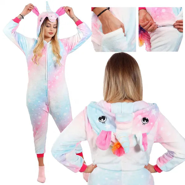 Unikornis kigurumi kezeslábas pizsama, M, multikolor poliészter