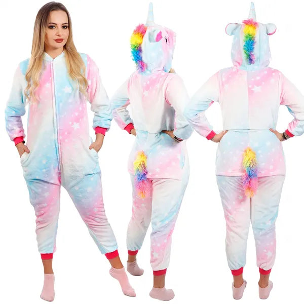 Unikornis kigurumi kezeslábas pizsama, M, multikolor poliészter