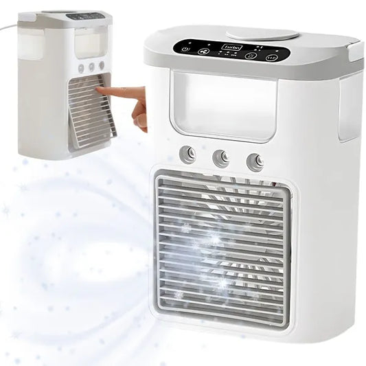 Asztali ventilátor párásítóval, USB-s, RGB LED, 3 fokozat