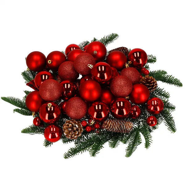 Piros törhetetlen karácsonyfa gömb dísz készlet, 6 cm, 12 db