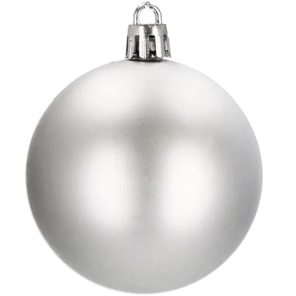 Törhetetlen ezüst karácsonyfadísz gömb szett, 6 cm, 12 db