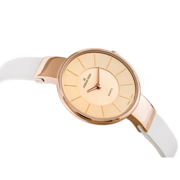 Jordan Kerr női karóra 32 mm, rosegold tok, fehér bőr szíj, antiallergén