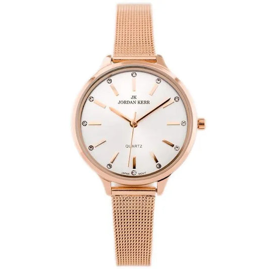Női karóra Jordan Kerr Cleo, rose gold fém szíj, antiallergén, WR30