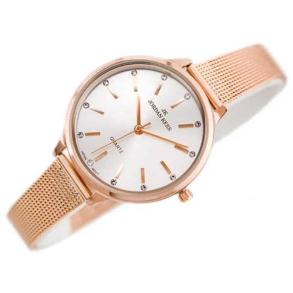 Női karóra Jordan Kerr Cleo, rose gold fém szíj, antiallergén, WR30