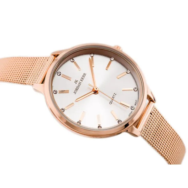 Női karóra Jordan Kerr Cleo, rose gold fém szíj, antiallergén, WR30