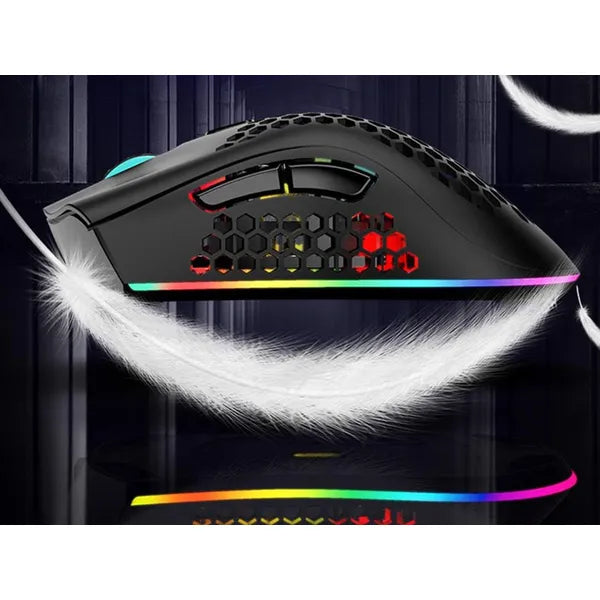 Vezeték nélküli RGB gamer egér 2.4 GHz, 800-1600 DPI, újratölthető, fekete