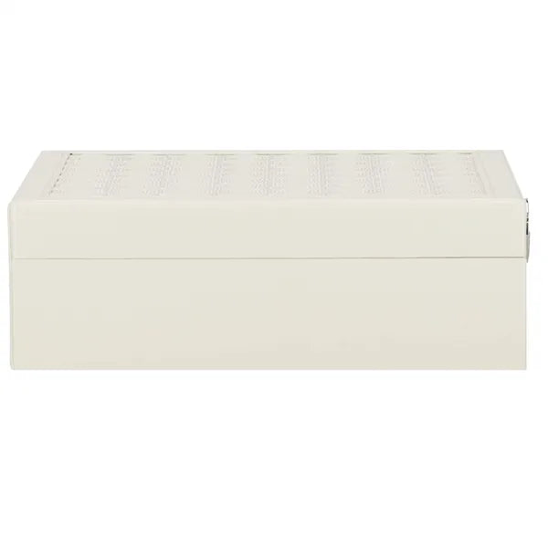 Krém eco-bőr ékszerdoboz kulccsal és tükörrel 25×25×8,5 cm