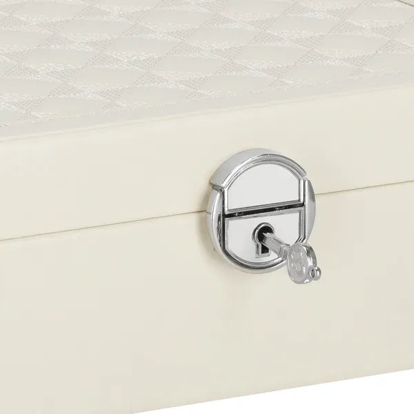 Krém eco-bőr ékszerdoboz kulccsal és tükörrel 25×25×8,5 cm