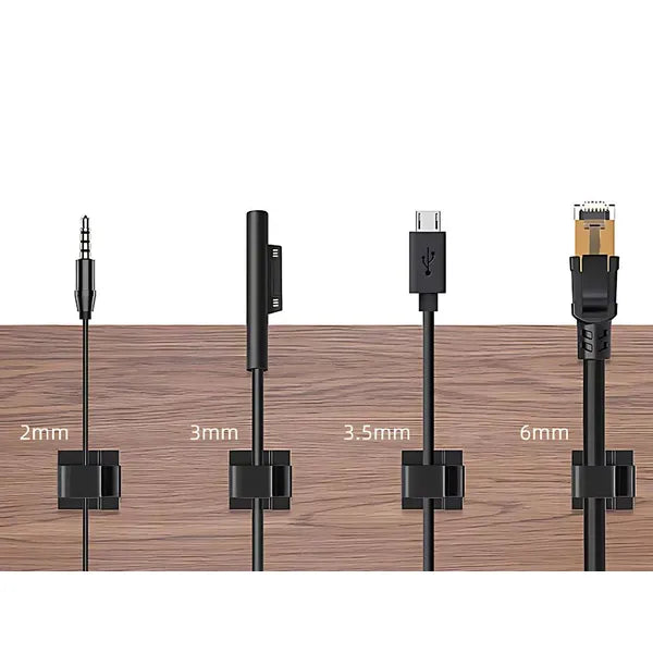 Öntapadó kábelrögzítő klipsz készlet, 10 db, max. 6 mm-es kábelekhez