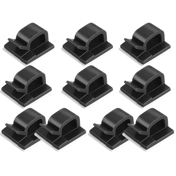Öntapadó kábelrögzítő klipsz készlet, 10 db, max. 6 mm-es kábelekhez