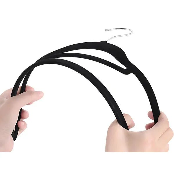 Velúr csúszásgátló vállfa készlet, fekete, 20 db, 45 cm