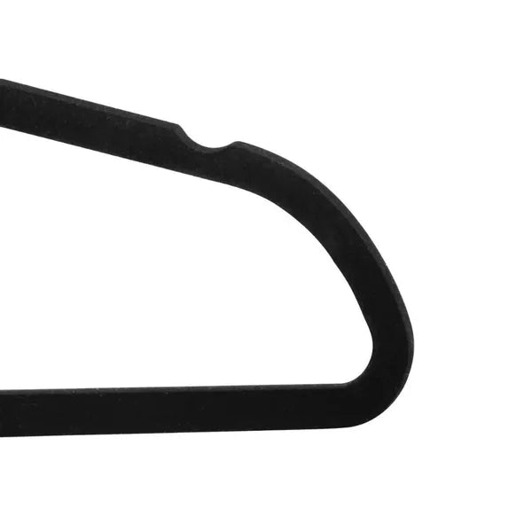 Velúr csúszásgátló vállfa készlet, fekete, 20 db, 45 cm