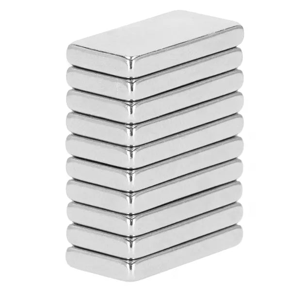 Neodímium mágnes készlet 10 db, téglalap, 10×5×1,2 mm, ezüst