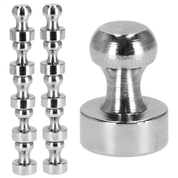 Ezüst neodímium push-tű mágneskészlet, 10 db, Ø1,2×1,58 cm
