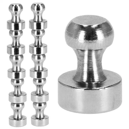 Ezüst neodímium push-tű mágneskészlet, 10 db, Ø1,2×1,58 cm