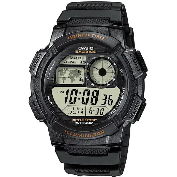 Casio AE-1000W-1AV férfi digitális karóra világidő LED, WR100, fekete
