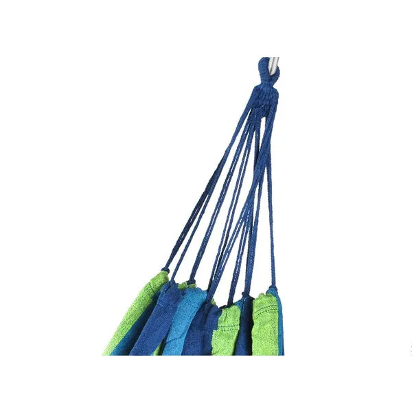 Kétszemélyes terpeszrúd nélküli függőágy, 240 x 150 cm, 150 kg, színes pamut