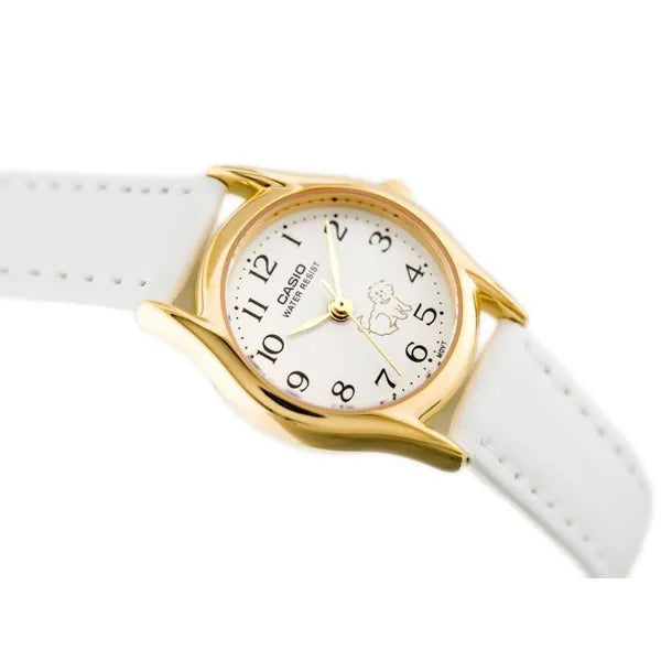Casio LTP-1094Q-7B7 női karóra, 24 mm, fehér bőr szíj, arany tok