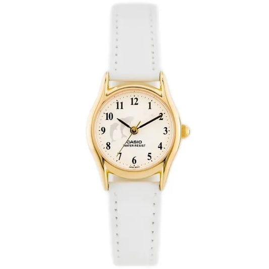 Casio LTP-1094Q-7B9 női karóra, quartz, 24 mm, arany tok, fehér bőrszíj