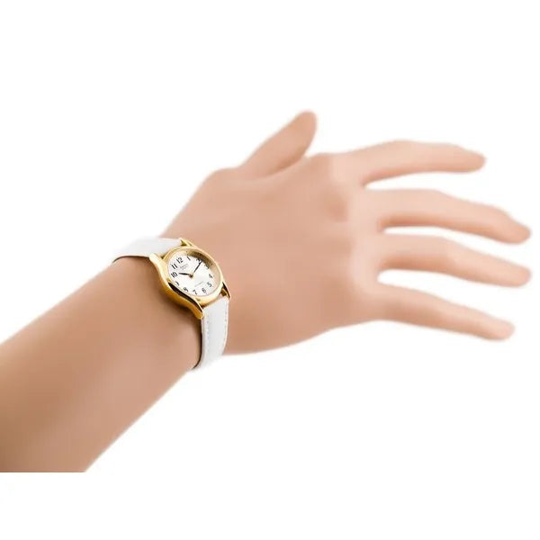 Casio LTP-1094Q-7B9 női karóra, quartz, 24 mm, arany tok, fehér bőrszíj