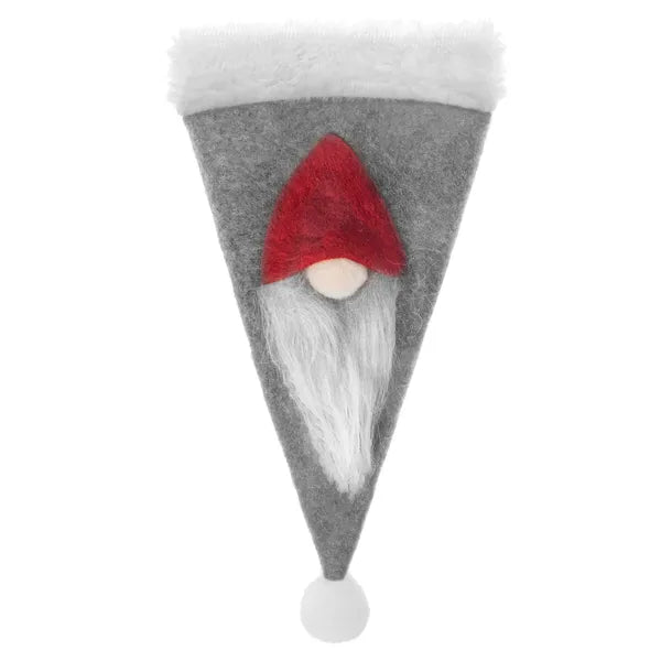 Sötétszürke gnóm mintás evőeszköztok, 18,5×11 cm, 2 db, poliészter