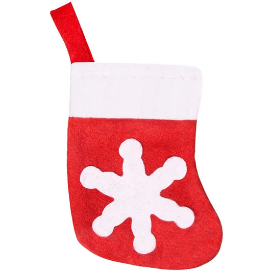 Télapócsizma evőeszköztartó filc szett, piros-fehér, 3 db, 12,5×9 cm