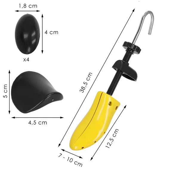 Női cipőfeszítő polipropilén-fém, 5 betétes, S méret, sárga/fekete/ezüst
