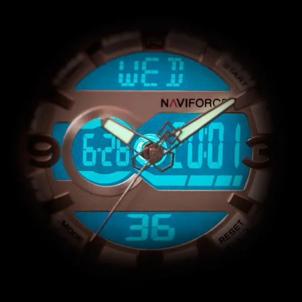 Naviforce NF9097 férfi karóra, barna bőrszíj, ezüst tok, WR30