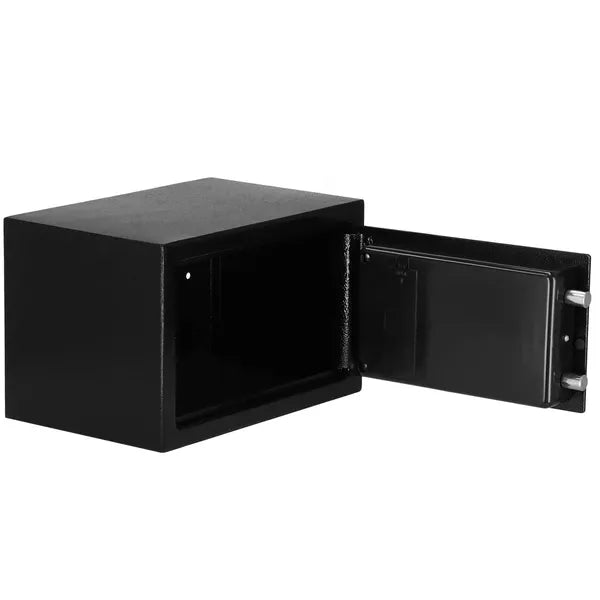 Springos fekete 20×31×20 cm elektronikus kód- és kulcsos acél széf