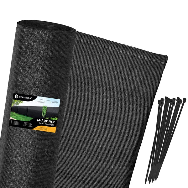 Árnyékoló háló HDPE, fekete, 140 g/m², 1,5×25 m, 200 rögzítő