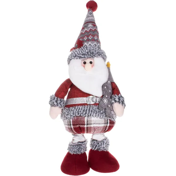 Textil Mikulás figura teleszkópos lábbal, 40-65 cm állítható