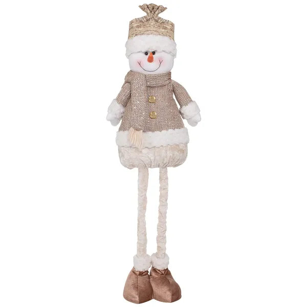 Karácsonyi hóember dekoráció, textil, teleszkópos lábakkal, 75 cm