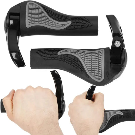 Ergonomikus alumínium-gumi kerékpár kormánymarkolat 22 mm, fekete/szürke, 2 db