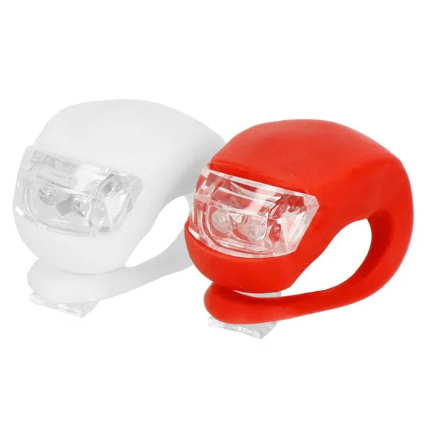 Biciklilámpa első-hátsó LED szett, 10 lm, szilikon, elemes