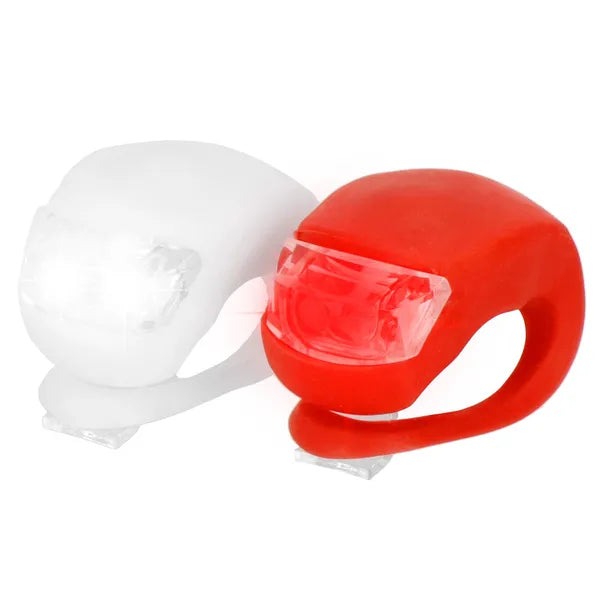 Biciklilámpa első-hátsó LED szett, 10 lm, szilikon, elemes