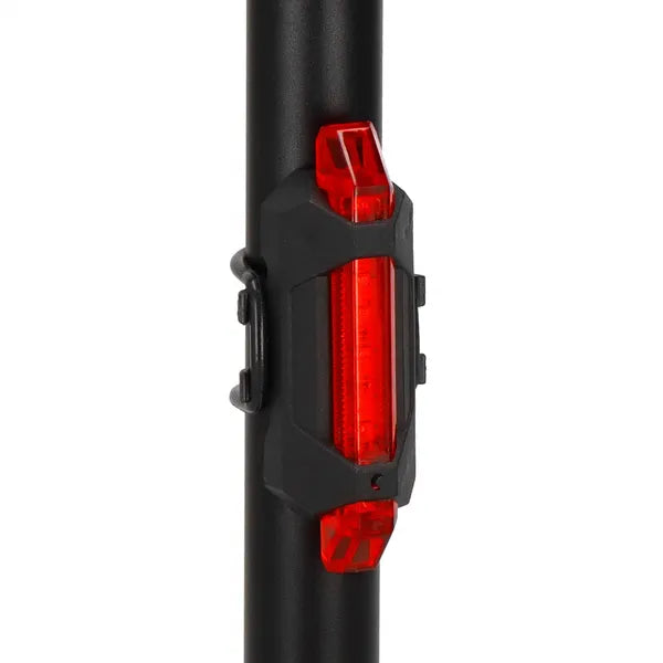 USB tölthető kerékpár lámpaszett, első-hátsó LED, 1200 mAh, vízálló