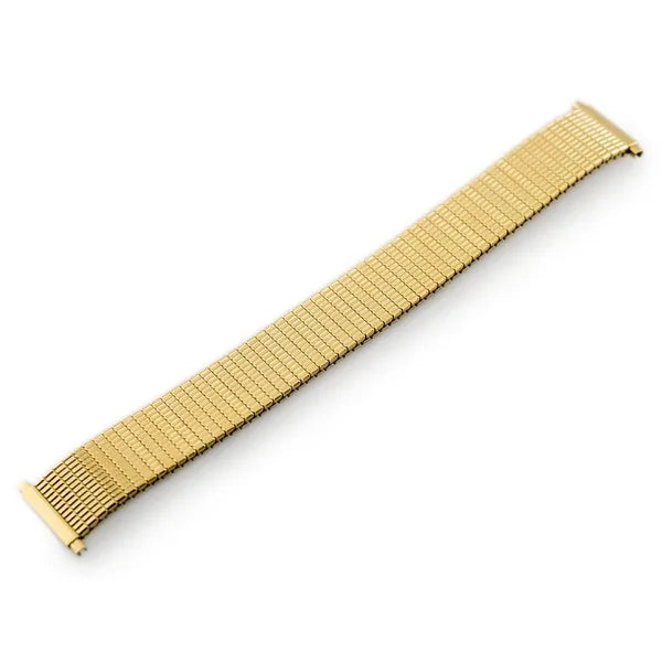 Aranyszínű fém óraszíj, rugalmas, 18–22 mm csatlakozás, 17 mm széles