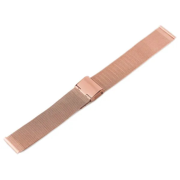 Rózsaarany hálós fém óraszíj, 22 mm, állítható (142-187 mm)
