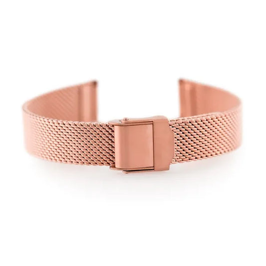 Rosegold mesh fém óraszíj, 14 mm, állítható biztonsági zárral