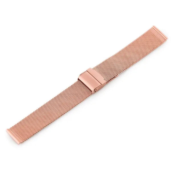 Rozéarany hálós fém óraszíj 22 mm, állítható, biztonsági zár
