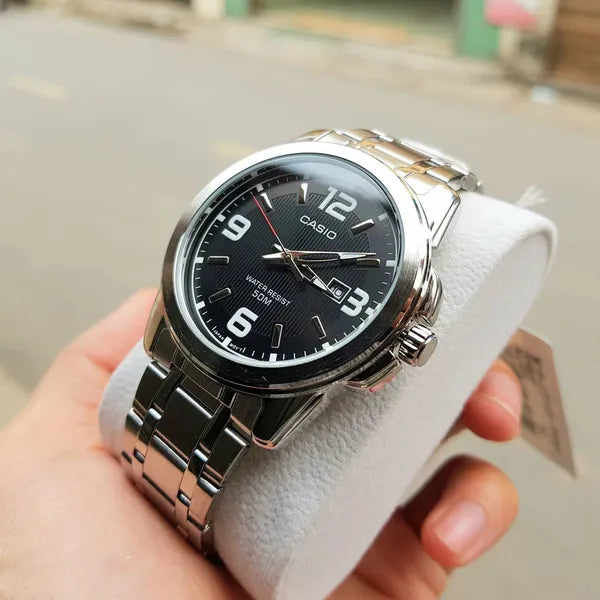 Casio MTP-1314D-1AV férfi karóra, acél szíj, fekete számlap, WR50