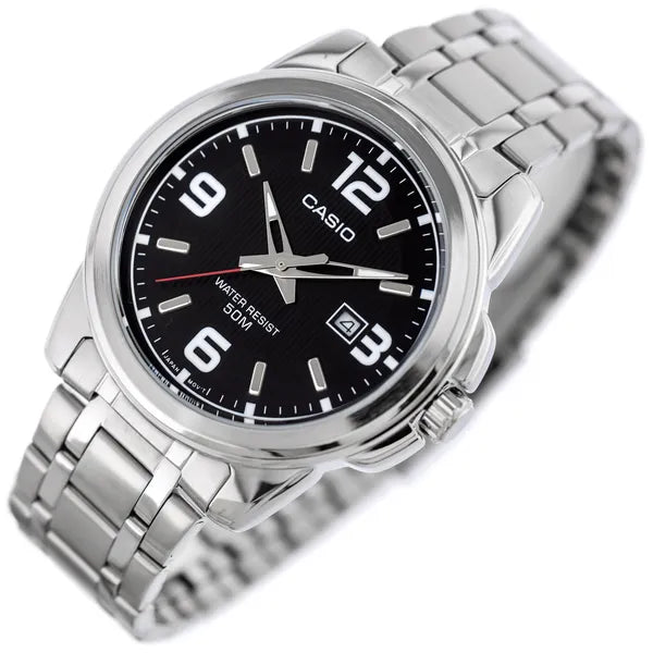 Casio MTP-1314D-1AV férfi karóra, acél szíj, fekete számlap, WR50