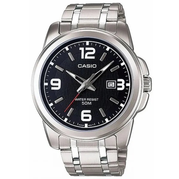 Casio MTP-1314D-1AV férfi karóra, acél szíj, fekete számlap, WR50