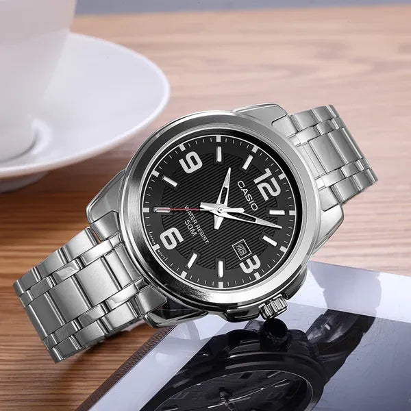 Casio MTP-1314D-1AV férfi karóra, acél szíj, fekete számlap, WR50