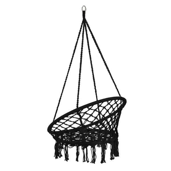 Springos fekete kerti függőszék, 60×120 cm, 150 kg teherbírás
