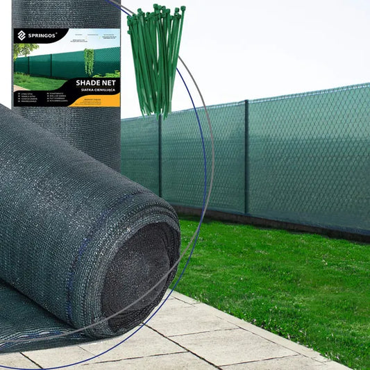 Zöld árnyékoló háló 65 g/m², 1,5×25 m, 100 gyorskötözővel