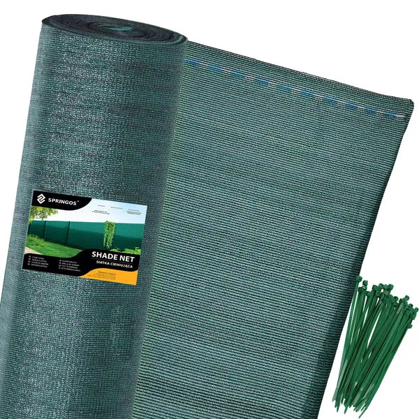 Zöld árnyékoló háló 1,7×10 m, 95% takarás, 185 g/m², 50 gyorskötöző